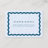 Retro Blue Wavy Lijst Baby shower Diaper Raffle Informatiekaartje (Voorkant)