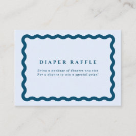 Retro Blue Wavy Lijst Baby shower Diaper Raffle Informatiekaartje