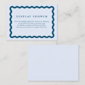 Retro Blue Wavy Lijst Baby shower Display Shower Informatiekaartje (Voorkant / Achterkant)