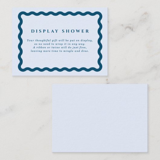Retro Blue Wavy Lijst Baby shower Display Shower Informatiekaartje (Voorkant / Achterkant)