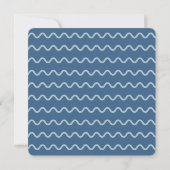 Retro  Blue Wavy Lijst Wedding Save The Date (Achterkant)
