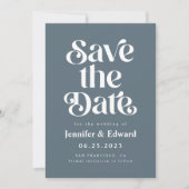 Retro Blue Wedding Save The Date (Voorkant)