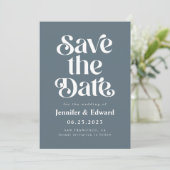 Retro Blue Wedding Save The Date (Staand voorkant)