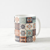 Retro Blue, white en oranje Azulejos Pattern Lisb Koffiemok (Voorkant rechts)
