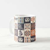 Retro Blue, white en oranje Azulejos Pattern Lisb Koffiemok (Voorkant links)
