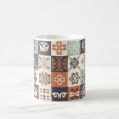 Retro Blue, white en oranje Azulejos Pattern Lisb Koffiemok (Center)