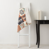 Retro Blue, white en oranje Azulejos Pattern Lisb Sherpa Deken (In situ)