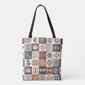 Retro Blue, white en oranje Azulejos Pattern Lisb Tote Bag (Achterkant)