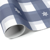 Retro Blue White-kerstfeest nieuwjaar Cadeaupapier (Rol Hoek)