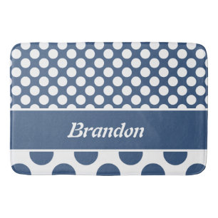 Retro Blue & White Polka Dot Name Badmat