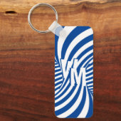 Retro Blue White Psychedelic Spiral Monogrammed Ke Sleutelhanger (Voorkant)