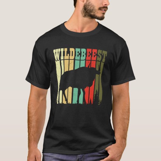 Retro Blue Wildebeest GNU Antelope Trophy Sport Hu T-shirt (Voorkant)