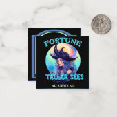 Retro Blue Witch Halloween Kaarten Notitiekaartje (Voorkant / Achterkant in situ)