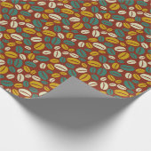 Retro Blue Yellow Brown Java Coffee Beans Patroon Cadeaupapier (Hoek)