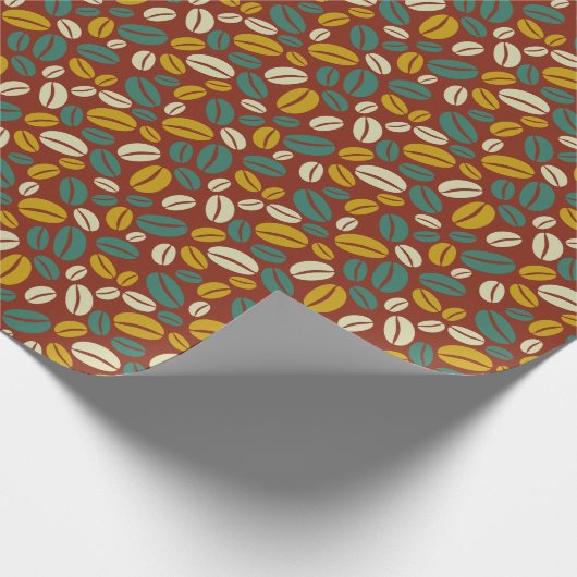 Retro Blue Yellow Brown Java Coffee Beans Patroon Cadeaupapier (Hoek)
