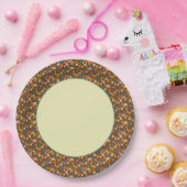 Retro Blue Yellow Brown Java Coffee Beans Patroon Papieren Bordje (Feest)