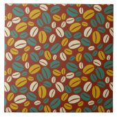 Retro Blue Yellow Brown Java Coffee Beans Patroon Tegeltje (Voorkant)