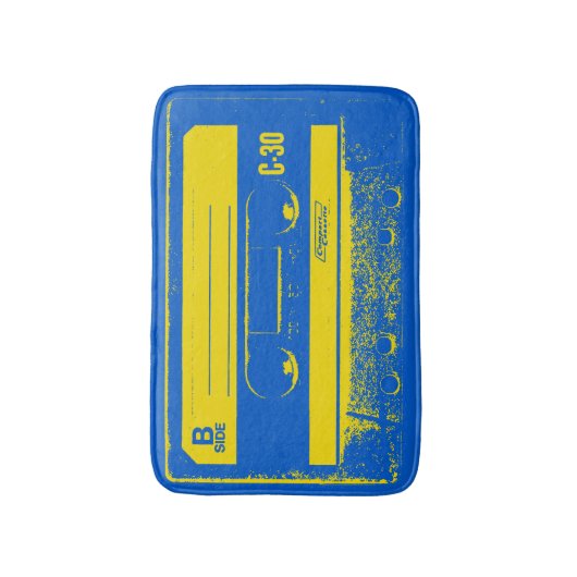 Retro Blue & Yellow Cassettebandje Badmat (Voorkant Verticaal)