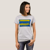 Retro Blue & Yellow Cassettebandje T-shirt (Voorkant volledig)