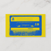 Retro Blue & Yellow Cassettebandje Visitekaartje (Achterkant)