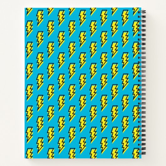 Retro Blue Yellow Lightning Bolt Pattern (80/90) Notitieboek (Achterkant)