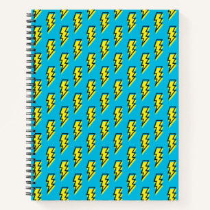 Retro Blue Yellow Lightning Bolt Pattern (80/90) Notitieboek