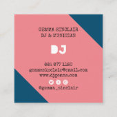 Retro blue yellow modern muziek dj vinylmusicus vierkante visitekaartje (Achterkant)