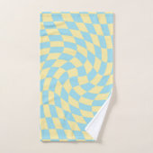 Retro Blue Yellow Pastel Warped Checkerboard Bad Handdoek (Handdoek)