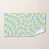 Retro Blue Yellow Pastel Warped Checkerboard Bad Handdoek (Handdoek)