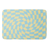 Retro Blue Yellow Pastel Warped Checkerboard Badmat (Voorkant)