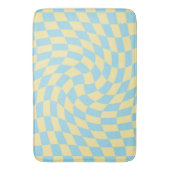 Retro Blue Yellow Pastel Warped Checkerboard Badmat (Voorkant Verticaal)