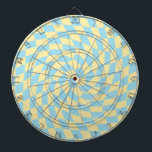 Retro Blue Yellow Pastel Warped Checkerboard Dartbord<br><div class="desc">Perfect kromme,  gevarieerd ontwerpkussen in pastelkleuren,  vol met geweldige beelden. Moderne,  vervormde controletekens in pastelviolet,  paars,  lila en pastelgeel. Dit mooie retro psychedelische ontwerp brengt je naar het wonderland. Verkeerde controles in pastelkleuren. Draai- en zwenkdraaien,  twijgcontroles,  gevlochten patroon</div>