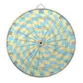 Retro Blue Yellow Pastel Warped Checkerboard Dartbord (Voorkant)