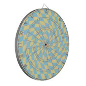 Retro Blue Yellow Pastel Warped Checkerboard Dartbord (Voorkant Links)