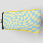 Retro Blue Yellow Pastel Warped Checkerboard Golfheadcover (Voorkant)