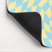 Retro Blue Yellow Pastel Warped Checkerboard Muismat (Hoek)