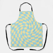 Retro Blue Yellow Pastel Warped Checkerboard Schort (Voorkant)