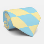 Retro Blue Yellow Pastel Warped Checkerboard Stropdas (Opgerold)