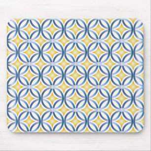 Retro Blue & Yellow Pattern Muismat
