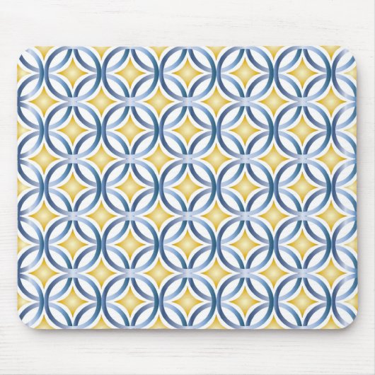 Retro Blue & Yellow Pattern Muismat (Voorkant)