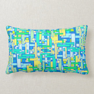 Retro Blue Yellow Square Pillow Lumbar Kussen