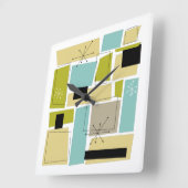 Retro Blue Yellow Squares mid century Modern Squar Vierkante Klok (Hoek)