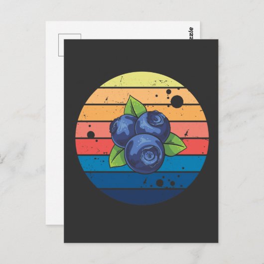Retro Blueberry Healthy Summer Fruit Berries Briefkaart (Voorkant / Achterkant)