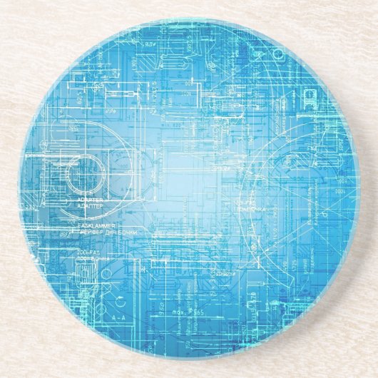 Retro Blueprint Onderzetter - Art meets functie (Voorkant)