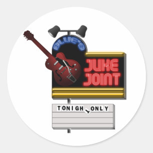 Retro Blues Juke Joint Ronde Sticker