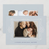 retro blues moderne doodle foto lijst Adoptie Aankondiging (Voorkant / Achterkant)