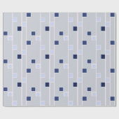 Retro blues strepen en vierkanten cadeaupapier (Vlak)
