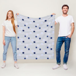 Retro blues strepen en vierkanten fleece deken