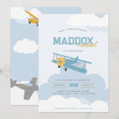 Retro Blues Vliegtuig Tijd vliegt Eerste Verjaarda Kaart (Voorkant / Achterkant)