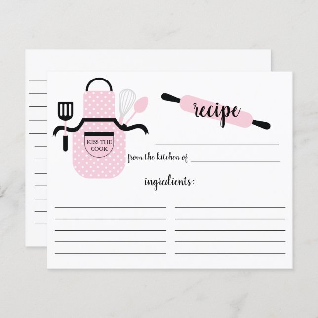 Retro Blush Apron Kitchen Tools Recipcard (Voorkant / Achterkant)